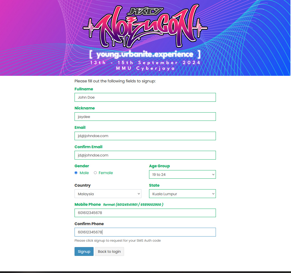 NoizuCon Registration Form